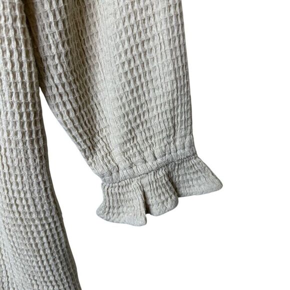 NEW Free People Go-To Ecru Waffle Knit Mini Drs SzM Boho, Cottagecore, Milkmaid - Picture 4 of 16